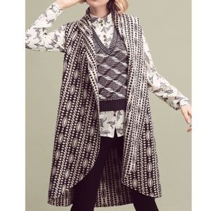 Black and white long sweater vest